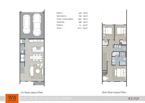 Floor plan for 3 beds, 2.5 baths, 1462 sqft
